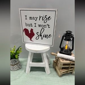 Rooster Farmhouse wall sign Decor 8”x8”